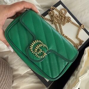 Gucci Emerald Green Quilted Leather Chain Crossbody mini